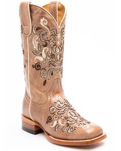 Shyanne Women's Hybrid Leather TPU Verbena Western Performance Boots - Broad Square Toe Shyanne Boots, Boots Country, Western Embroidery, Bota Country, Leather Embroidery, Inlay Design, Ariat Boots