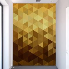 an abstract wallpaper design with brown and yellow colors in the hallway or office area