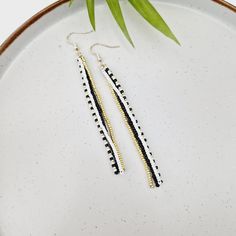 Long earrings, Fringe earrings, Boho jewelry, Seed bead earrings, Tassel earrings, Birthday gift for sister, Black, white and gold earrings Beautiful long strand beaded fringe earrings. Made with high quality glass beads. They are perfect for special occasion and everyday use. They will transform your daily outfit into something special and unique. They are perfect for a gift. Please choose length from drop down menu. gold coated ear wires glass beads  high quality thread  other colours availabl Black And White Beaded Earrings, Diy Tassel Earrings, Beaded Tassel Earrings, Birthday Gifts For Sister, Beaded Tassels, Fringe Earrings, Seed Bead Earrings, Seed Bead Jewelry, Tassel Earrings