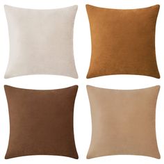 PRICES MAY VARY. 100% Velvet SET OF 4: Includes 1 beige velvet pillow + 1 caramel velvet pillow + 1 brown velvet pillow + 1 light brown velvet pillow COVERS ONLY: 22 x 22 inches (approx. 55 cm). Pillow inserts NOT included SIGNATURE PILLOWS: If you love color, don’t settle for just one. These color block style pillows are sure to become one of your favorite items in your home! PREMIUM QUALITY: Soft to the touch and comfortable to lay on. Strong chain stitches and color coordinated hidden zipper Brown Throw Pillows, Throw Pillows Bedroom, Cream Pillows, Velvet Set, Brown Pillows, Fall Pillows, Brown Velvet, Color Cafe, Block Style