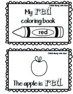 two bookmarks with the words, my red coloring book and the apple is red