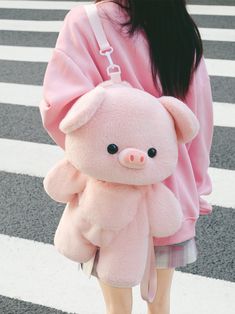 Add a touch of cuteness to your style with our pink plush piggy backpack! Available in two convenient sizes, 35cm or 50cm, this charming backpack is perfect for both kids and adults who adore kawaii fashion. Easily switch between a backpack and a cuddly plush toy with the detachable shoulder straps, offering versatility and convenience.  Embrace the Kawaii lifestyle with this pink plush piggy backpack, a perfect blend of functionality and adorable charm. Whether you're heading to school, a day out, or just want to add a playful touch to your look, this backpack is your ideal companion.  Garment Size   	 		 			Size 			M 			L 		 		 			Height 			35 			50 Weird Backpacks, Kawaii Clothes Outfits, Pink Kawaii Backpack With Cute Design, Kawaii Large Capacity Pink Backpack, Kawaii Pink Shoulder Backpack, Pink Plush Backpack, Pink Kawaii Backpack Shoulder Bag, Hello Kitty Water Bottle