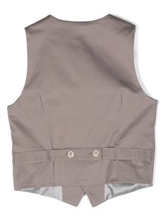 grey cotton gilet stretch-cotton tailored design V-neck front button fastening sleeveless adjustable strap to the rear two front jetted pockets high-low hem full liningComposition: Cotton, 100% Fitted Cotton Vest With Button Closure, Classic Cotton Vest With Button Closure, Gray Cotton Vest For Spring, Formal Sleeveless Cotton Outerwear, Cotton Workwear Vest With Buttons, Fitted Gray Vest With Pockets, Cotton Vest With Snap Buttons For Work, Cotton Sleeveless Vest With Snap Buttons, Sleeveless Cotton Vest With Snap Buttons