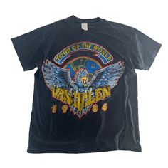 a black shirt with an eagle and the words van halen written in gold on it