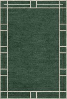 a green area rug with white trimmings on the edges and a rectangle shaped border