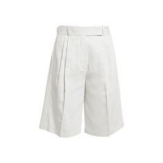 Proenza Schouler "Jenny" cotton linen suiting shorts with pintuck front High waist Side slip pockets; back flap pocket Straight legs Knee length Tab/zip fly; belt loops Cotton/linen Dry clean Made in Poland Linen Knee-length Shorts For Work, Knee-length Linen Bottoms For Workwear, Linen Bermuda Bottoms For Work, Chic Linen Knee-length Shorts, Elegant Shorts With Belt Loops, Chic Cotton Bermuda Shorts With Belt Loops, White Workwear Shorts With Belt Loops, Elegant Cotton Bermuda Shorts, Chic Workwear Shorts With Belt Loops