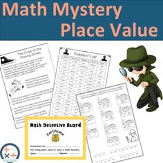 Are you looking for a fun and engaging way to review place value? This math mystery game will allow your students to review place value skills of three-digit numbers. Students will take on the role of math detective and solve a series of 5 clues.  This place value game is perfect for grade 2 review! Students will review concepts about the place value of three-digit numbers, including expanded form, written form, place value charts, comparing symbols, and the value of digits in a number. Students Skip Counting Worksheets, Place Value Game, Student Certificates, Math Mystery, Place Value Chart, Place Value Worksheets, Three Digit Numbers, Expanded Form, Mystery Games