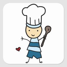 a cartoon chef holding a spatula in one hand and a heart in the other