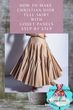 Paneled Skirt Pattern, Skirt With Godet, Unique Sewing Patterns, Godet Dress, Dior Skirt, Godet Skirt, Skirt With Belt, Skirt Patterns Sewing