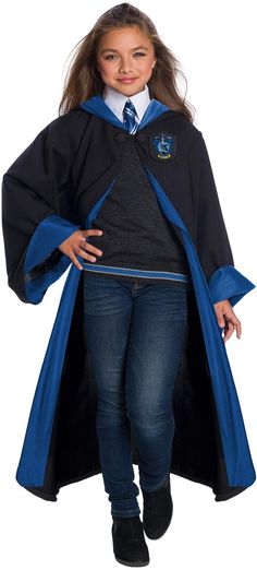 PRICES MAY VARY. Officially licensed harry potter children's costume; look for trademark and logo on packaging to help assure you've received an authentic safety tested item Long sleeve full length black hooded robe with blue lined details and neckline closure; pull on deluxe heather knit sweater; striped necktie, and white dickie front Important: costumes are not sized the same as apparel, please review Charades child size chart in images, read reviews and q & a for best fit, do not choose base All Harry Potter Characters, Ravenclaw Tie, Ravenclaw Costume, Harry Potter Kostüm, Ravenclaw Outfit, Student Costume, Wizard Robes, Harry Potter Kids, Harry Potter Cosplay