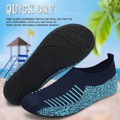 Introducing our Unisex Water Sports Quick-Dry Aquatic Shoes, the ultimate footwear for all your water adventures. These shoes are designed with lightweight and flexible features, accompanied by TPR soles that offer excellent air permeability and non-slip resistance. Let's take a closer look at their eye-catching features and important specifications: FEATURES: LIGHT FABRIC: Our water shoes are crafted with breathable and smooth fabrics, incorporating fine stretch on the uppers. Experience the fr Lightweight Non-slip Walking Shoes For Sports, Breathable Comfortable Slip-on Sneakers For Outdoor, Comfortable Non-slip Sneakers For Beach, Blue Durable Sneakers For Outdoor Activities, Breathable Walking Shoes For Outdoor, Breathable Outdoor Walking Shoes, Durable Sporty Walking Shoes For Light Sports, Lightweight Non-slip Walking Shoes For Outdoor, Outdoor Breathable Walking Shoes