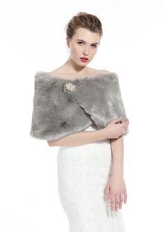 PRICES MAY VARY. LUXURIOUS FAUX FUR & WARM ENOUGH--- This elegant shawl is made of animal friendly and soft faux fur with high quality satin lining. You will get enough warm even in outside when you wear it. Also the fur climb strongly. It's not shed easily. FREE PEARL BROOCH --- Free beautiful and gorgeous pearl brooch as bonus along with each piece of shawl. It’s sewed on the front of shawl that can be used in many times. Also you can set the brooch in any position you want. CLASSICAL & GRACE Winter Wedding Party, Faux Fur Wedding, Faux Fur Shawl, Wedding Fur, Faux Fur Wrap, Elegant Shawl, Fur Wrap, Fur Shawl, Wrap Shawl