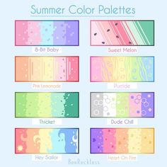 the summer color palettes are available for use in any type of print or web design