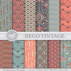 an assortment of different patterns and colors for the deco vintage wallpapers in various styles