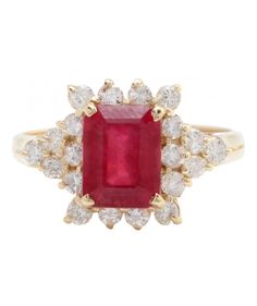 3.10 Carat Natural Red Ruby and Diamond Women Ring Made in 14K Solid Yellow Gold Suggested Retail Price $3,999.00 Total Natural Ruby Weight is - 2.45 Carat Ruby Measurements are - 8.00 x 6.00 mm Stamped: 14k Total Diamonds Carat Weight is - .65 Carat Clarity: SI1 Color: G-H Diamond Cut - Very Good RING SIZE: 6.25 (FREE SIZING AVAILABLE) RING WEIGHT IS 4.0 gram Classic Yellow Gold Ruby Ring Gia Certified, Classic Yellow Gold Gia Certified Ruby Ring, Luxury Red Cluster Diamond Ring, Classic Ruby Cluster Ring With Center Stone, Classic Red Cluster Diamond Ring, Classic Cluster Ruby Ring With Center Stone, Red Diamond Cluster Ring With Halo Setting, Gia Certified Red Diamond Ring For Formal Occasions, Formal Cluster Ruby Ring