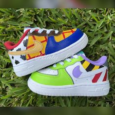 Toy Story Themed AF1 - Etsy Jordan Custom Shoes For Baby Boys, Toy Story Air Force 1, Toy Story Accessories, Toy Story Painted Shoes, Toy Story Birthday Outfit For Boys, Birthday At Park, Toy Story Birthday Centerpieces, Toy Story Birthday Party Ideas For Boys, 2nd Birthday Party For Boys Themes