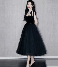 Velvet Dress For Banquet And Prom Season, Velvet Dress For Banquet During Prom Season, Teen Swag, Korea Dress, Stitching Ideas, Tulle Homecoming Dress, Fits Inspo, Dress Homecoming, Dress Aesthetic