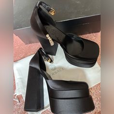 Versace Sandals 9.5 Black. Authentic Aevitas Medusa Crystal Ankle-Strap Platform Versace Sandals, Kawaii Shoes, Versace Shoes, Ankle Straps, Women's Shoes Sandals, Limited Time, Ankle Strap, Versace, Shoes Sandals