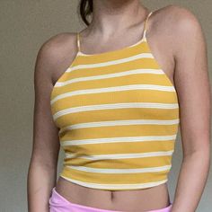 The Cove. Size Medium. Yellow And White. New Without Tags. Trendy Yellow Sleeveless Top, Cute Yellow Sleeveless Top, Trendy Yellow Crop Top For Spring, Mustard Casual Crop Top For Summer, Casual Cropped Yellow Tank Top, Yellow Tank Top For Spring Vacation, Yellow Sleeveless Casual Crop Top, Yellow Tank Top For Vacation In Spring, Yellow Tank Top For Vacation And Spring