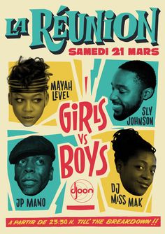 the poster for girls vs boys, which features four young men with different faces and hair styles