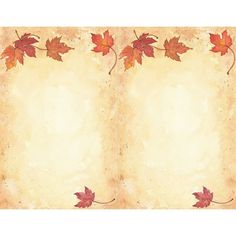 an old paper with autumn leaves on the edges and one red leaf in the middle