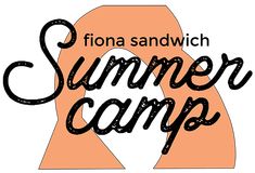 an orange ribbon with the words summer camp written in black and white on top of it