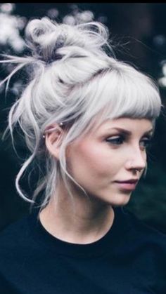 Baby Bangs Long Hair, Long White Hair, Grey Hair Inspiration, Goth Hair, Punk Hair, Edgy Hair, Long Hair With Bangs, Platinum Blonde Hair, Hair Color And Cut