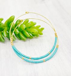 Turquoise Beads Hoop Earrings, Beaded Hoop Earrings, Dainty Bead Hoop Earrings, Dangle Gold Earrings,big Hoop Earrings, Gold Hoop - Etsy Turquoise Hoop Earrings For Summer, Turquoise Hoop Earrings With Tiny Beads, Turquoise Wire Wrapped Hoop Earrings, Summer Hoop Jewelry With Dangling Beads, Handmade Minimalist Turquoise Hoop Earrings, Turquoise Hoop Jewelry With Tiny Beads, Everyday Turquoise Hoop Earrings, Turquoise Hoop Earrings With Dangling Beads, Turquoise Dangle Hoop Earrings With Colorful Beads