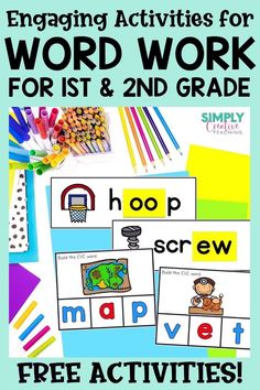 engaging activities for word work for 1st and 2nd grade to help students practice their writing skills