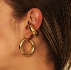 hello Trendy Chunky Gold Earrings, Trendy Gold Small Hoop Clip-on Earrings, Trendy Gold Chunky Hoop Earrings, Trendy Chunky Gold Hoop Earrings, Gold Chunky Hoop Earrings Trendy Style, Gold Chunky Round Earrings, Trendy Clip-on Hoop Earrings, Chunky Gold Metal Earrings, Chunky Hoop Earrings