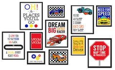 PRICES MAY VARY. Satin Matte Cardstock 🏁 RACE TOWARDS ADVENTURE: Transform your child's room into a vibrant race track with our exciting Dream Big Little Racer Art Print Set from Silly Goose Gifts. This set of six art prints features bright and colorful race cars, perfect for igniting your child's imagination and fueling their dreams of speed and adventure. 🖼️ PERFECT SIZE: This exquisite set includes five sets of 8x10 inches, three sets of 5x7 inches, and three further sets of 4x6 inches. Eac Hot Wheels Nursery, Car Toddler Room, Bedroom Decor For Boys, Posters For Boys Room, Disney Cars Bedroom, Car Bedroom Decor, Race Car Bedroom, Boy Car Room, Cars Bedroom Decor