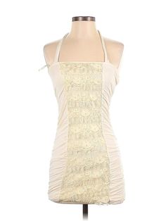 Guess Cocktail Dress Size: X-Small Ivory Dresses - used. 100% VISCOSE, Mini, Halter, Short, Sleeveless | Guess Cocktail Dress: Ivory Dresses - Size X-Small Beige Stretch Mini Dress For Summer, Cream Stretch Mini Dress For Summer, Beige Stretch Sheath Mini Dress, Beige Halter Mini Dress, Beige Halter Neck Mini Dress, Beige Bodycon Halter Neck Dress, Beige Fitted Sleeveless Halter Dress, Spring Beige Bodycon Dress, Beige Bodycon Dress For Spring