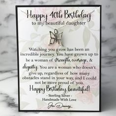 40th birthday quote for daughter Daughters 40th Birthday Quotes, Happy 40th Birthday Daughter, Woman Of Strength, Inspirational Quotes For Daughters, Birthday Greetings For Daughter, Birthday Female, Happy Birthday Niece, 40th Birthday Quotes, Silver Butterfly Necklace