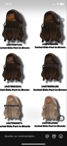 the different types of wigs are shown in this screenshote screengrafion