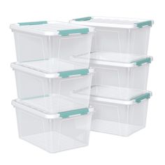 four plastic storage containers with lids