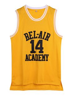 PRICES MAY VARY. 1.100% polyester, our basketball jerseys are crafted from lightweight material, offer you superior comfort, perfect for spring, summer and fall. 2.Solid classic 90s Bel Air design / Bel Air Academy #14 logo on front chest, Fully stitched names and numbers / Loose fit / sleeveless /Casual unisex wear, simple but trendy, suitable for sports and outdoors 3. 90s The Fresh Prince of Bel Air hip hop Unisex basketball jersey shirts are perfect for school uniforms, 90s theme party, hip Fresh Prince T Shirt, Yellow 90s Style T-shirt Affordable, Affordable Yellow 90s Style T-shirt, Affordable Yellow 90s T-shirt, Yellow Cotton Sports T-shirt, 90s Theme Party, Fresh Prince Of Bel Air, Prince Of Bel Air, Fresh Prince