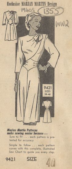 an old fashion sewing pattern for a woman's dress