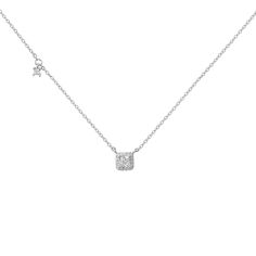 PRICES MAY VARY. S925 Sterling Silver with 18K Gold Plated or White Gold Plated. Nickel Free, Lead Free, Cadmium Free and Hypoallergenic. AAAAA Cushion Shaped Cubic Zirconia, Shiny & Sparkly. Classic 18'' Chain, Solitaire Choker Necklace with a Shiny Small Cushion Cut Swarovski Element Crystal and Tiny Round Zircon You can freely adjust the length of this attractive necklace,wear high on neck as choker or a little lower along the collar bone. Packed In the Blue High-End Gift Box. Ideal jewelry g Fine Jewelry Cubic Zirconia Charm Necklace With Adjustable Chain, Fine Jewelry Silver Square Pendant Necklace, Silver Square Pendant Necklace Fine Jewelry, Silver Square Pendant Necklace In Fine Jewelry Style, White Gold Chain Necklace With Diamond Accents As Gift, Sterling Silver Square Pendant Necklace, Sterling Silver Square Pendant Necklace With Diamond Cut, Diamond Necklace With Square Pendant As Gift, Sterling Silver Diamond Cut Square Pendant Necklace