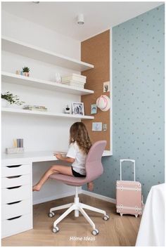 Aesthetic Work Desk, Vibey Apartment, Color Trends 2024, Kids Room Desk, Cabinet Trends, Kitchen Cabinet Trends, Girl Desk, Girly Apartment Decor, 2024 Kitchen