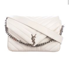 Ysl Bag, In Good Used Condition, Minimal Wear. White Ysl Bag, Ysl White Bag, Cream Ysl Bag, Ysl Bag Subtle, Ysl Bag Silver Hardware, Yves Saint Laurent Bags, Messenger Bag, Ysl Bag, Yves Saint Laurent