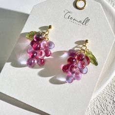 Purple Grape Earrings Grape Earrings, Jewelry Accessories Ideas, Fancy Jewellery, Jewelry Lookbook, Fancy Jewelry, Brass Glass