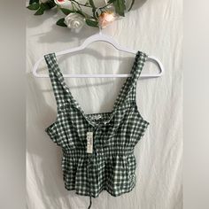 Size:8 Peplum Tank Top, Madewell Top, Smocking, Gingham, Madewell, Tank Top, Womens Tops, Fashion Outfits, Tank Tops