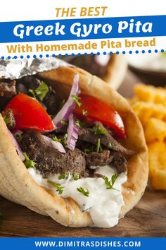 the best greek gyro pita with homemade pita bread is on display