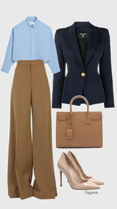 Amal Clooney Lawyer Outfit, Navy Blue Pants Outfit Dressy, Beige Pants Blue Shirt Outfit, Beige Blazer Women Outfit, Beige Classic Pants Outfit, Periwinkle Pants Outfit, Light Blue Blouse Outfit Work, Classy Interview Outfit, Blue And Camel Outfit