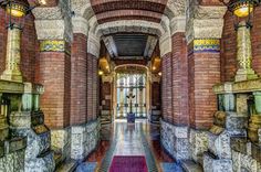 an artistic photo of a hallway in a building