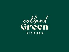 a green kitchen logo with the words collidd green written in white on a dark green background