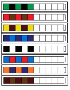 the color scheme for different colors in an array, including red, green, yellow and blue