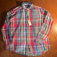 Men’s Polo Ralph Lauren Button-Up Shirt Size Large. Nwt Pink Cotton Shirt With Placket, Pink Button-up Shirt With Placket, Pink Cotton Shirt With Button Closure, Ralph Lauren Shirts Men, Ralph Lauren Shirt, Casual Shirts For Men, Casual Button Down Shirts, Polo Ralph, Pink Blue