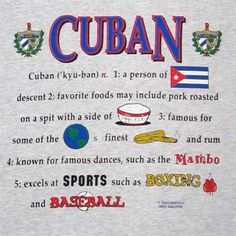 a t - shirt with the words cuban written in different languages and symbols on it