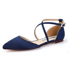 a pair of women's shoes with straps on the front and back, in blue sued